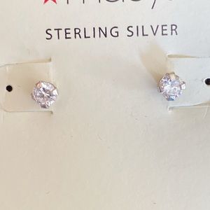 NWT Women’s Macy's Sterling Silver Cubic Zirconia Stud Post Earrings